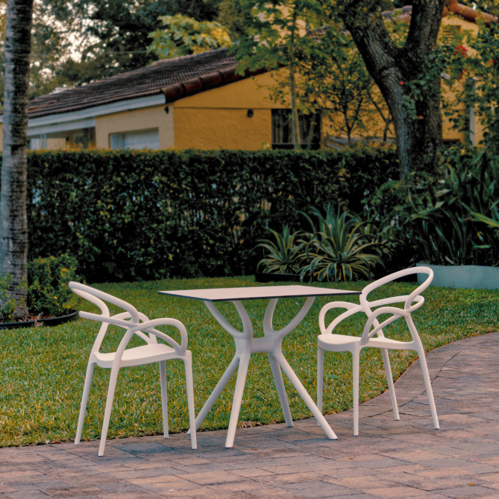 Mila Dining Set With 2 Arm Chairs White