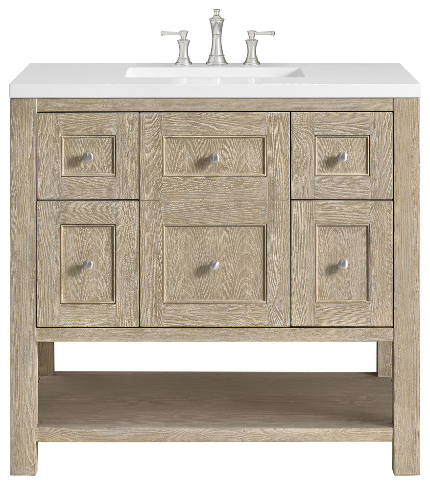 Breckenridge 36" Single Vanity, Oak, 3 CM White Zeus Top