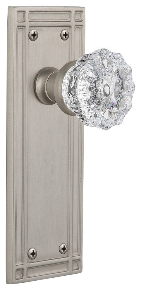 Double Mission Plate With Crystal Knob, Satin Nickel