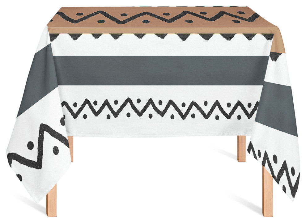 Brown Black Tribal 58x58 Tablecloth