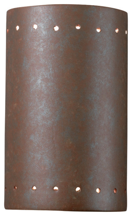 Ambiance Small Cylinder/Perfs, Wall Sconce, Rust Patina