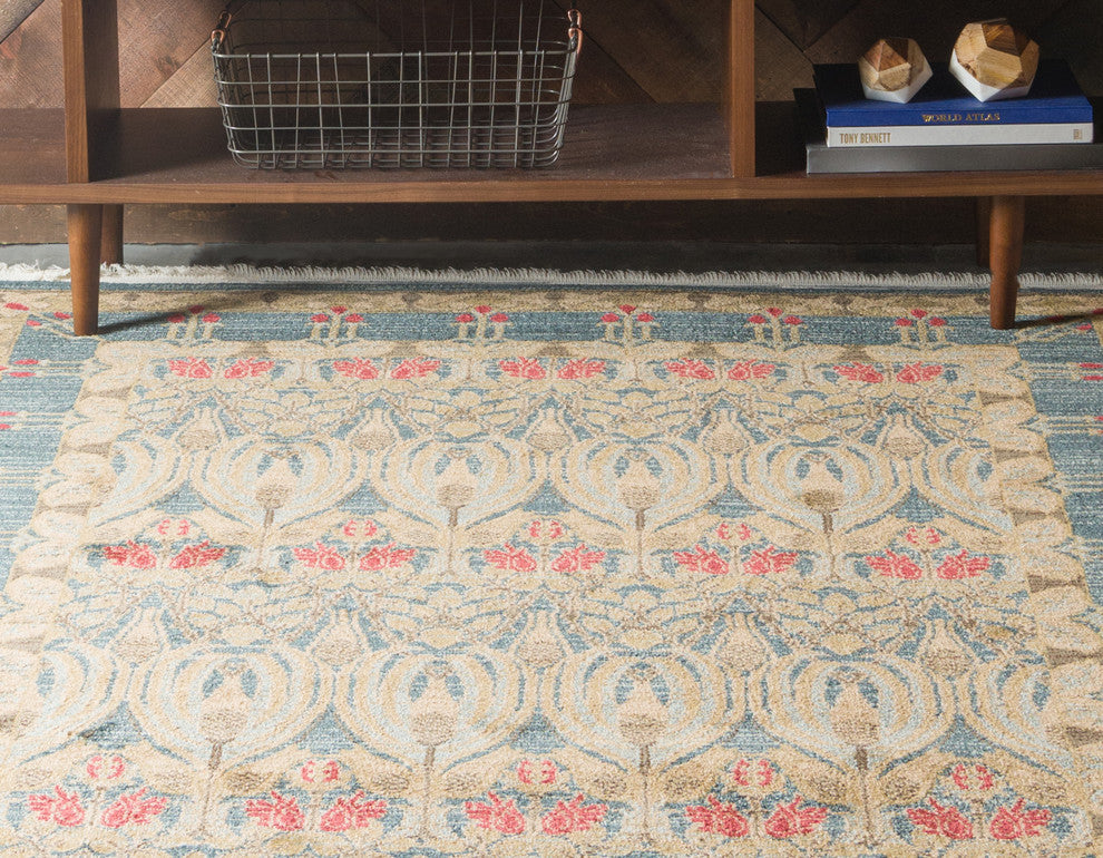 Unique Loom Navy Blue Carnation Edinburgh 6' 0 x 9' 0 Area Rug