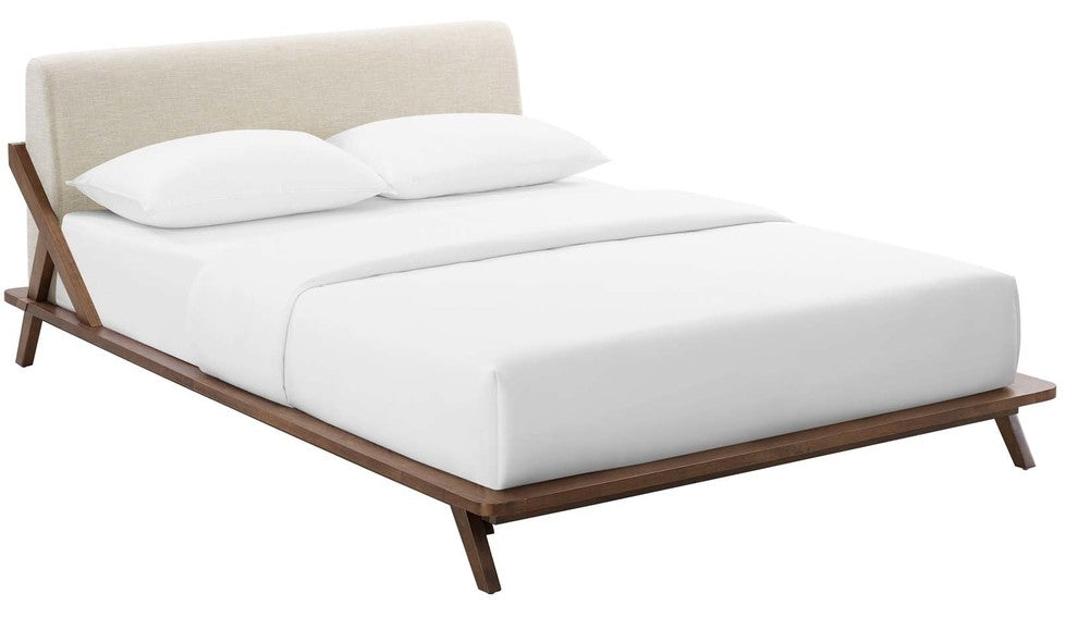 Luella Queen Upholstered Fabric Platform Bed, Cappuccino Beige