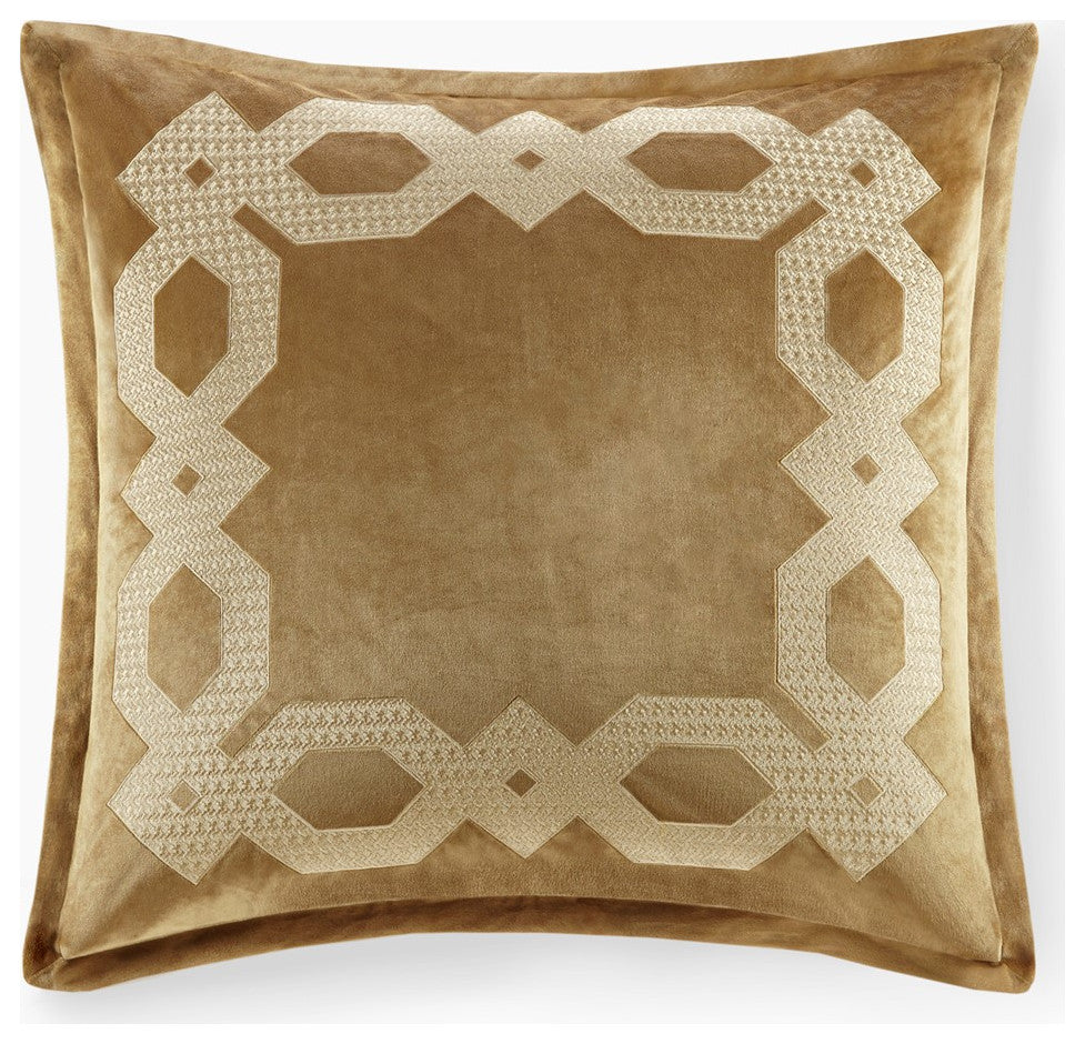 Croscill Clermont Traditional Embroidered Euro Sham, Gold