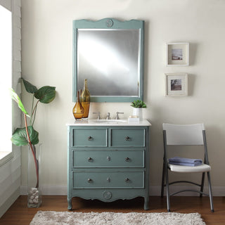 34" Daleville Vintage Blue Bath Vanity & Mirror