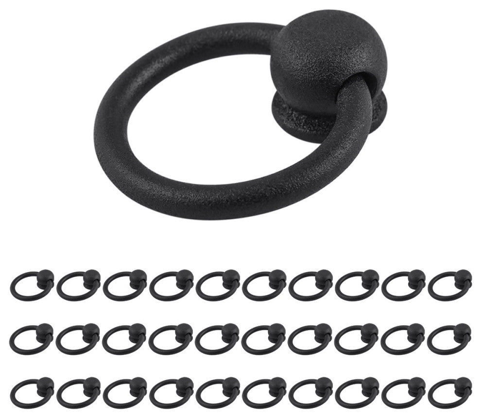 Cabinet Ring Pulls Mission Black Wrought Iron 2" Antique Drop Style Pack of 30