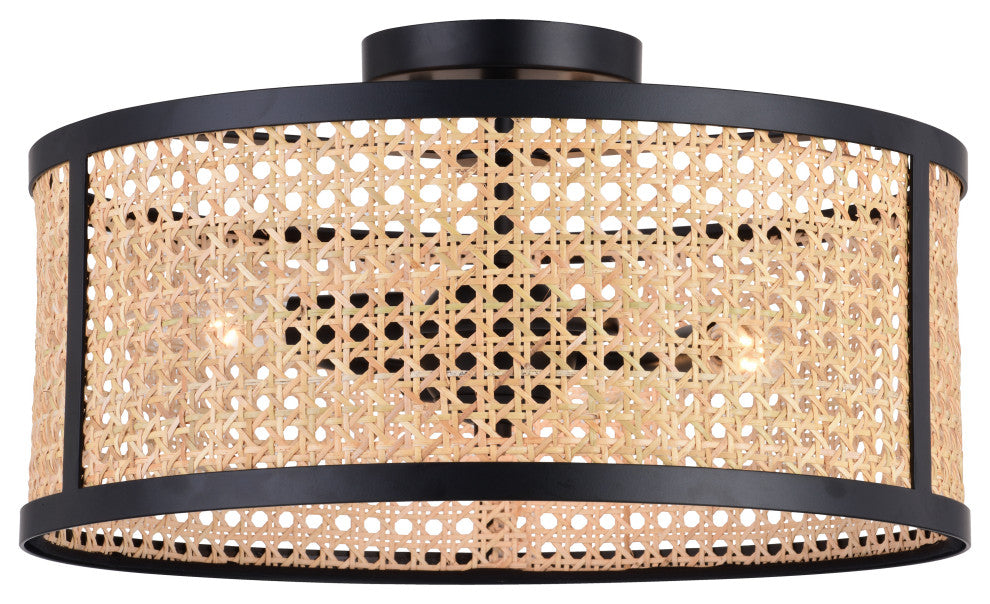 Berens 15.5" 3 Light Semi-Flush Mount Matte Black