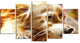 Glowing Brown Dog Head, Animal Canvas Wall Art, 60"x32", 5 Panels