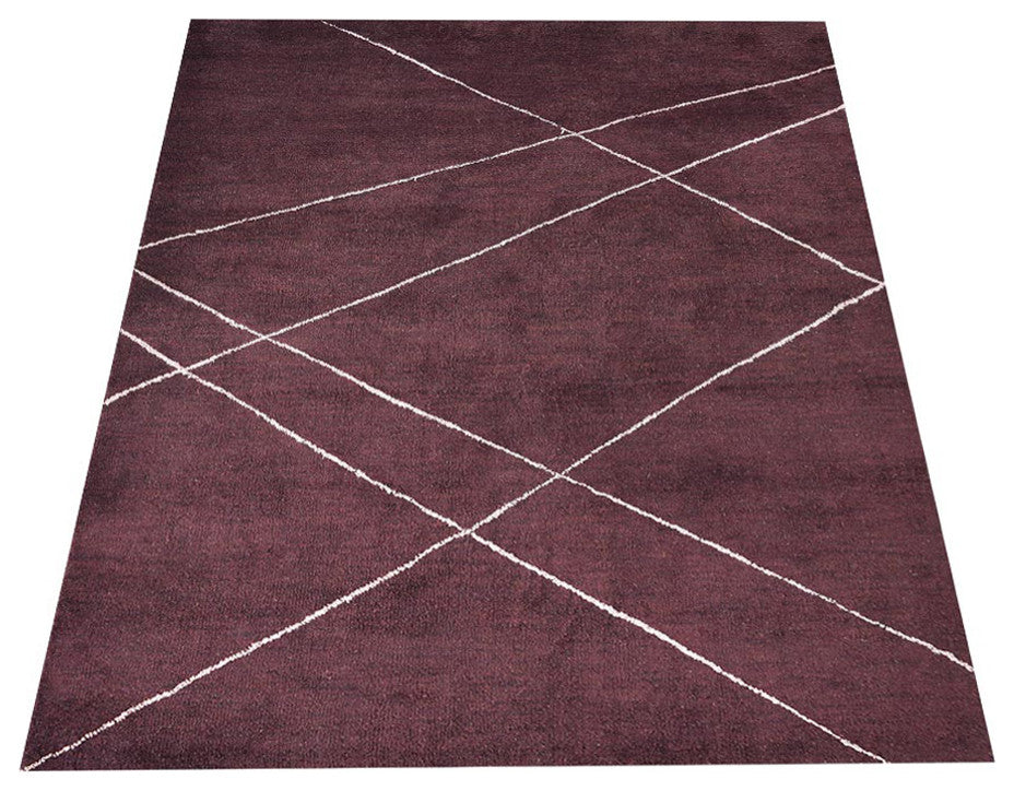 HAND KNOTTED LOOM SILK ECO-FRIENDLY RUGS-6'x9',Rectangle,Brown Beige,Geometric