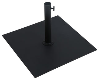 Fiji Patio Umbrella and Base, White, Matte Black Pole, Matte Black Belize Base