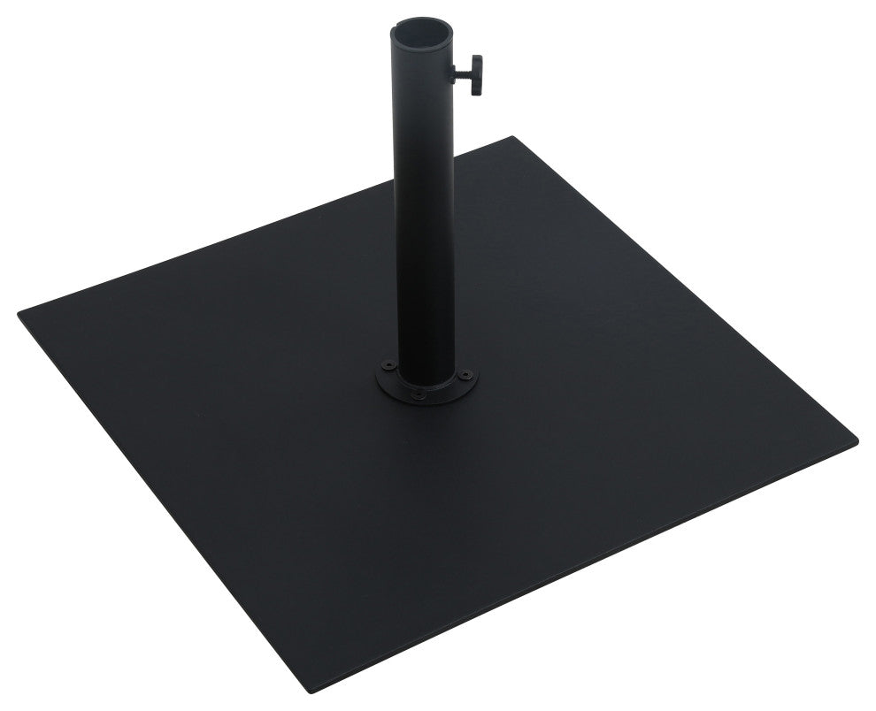 Fiji Patio Umbrella and Base, White, Matte Black Pole, Matte Black Belize Base
