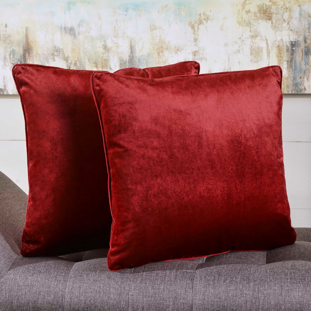 GDF Studio Velvin Modern Fabric Throw Pillows, Set of 2, Berry