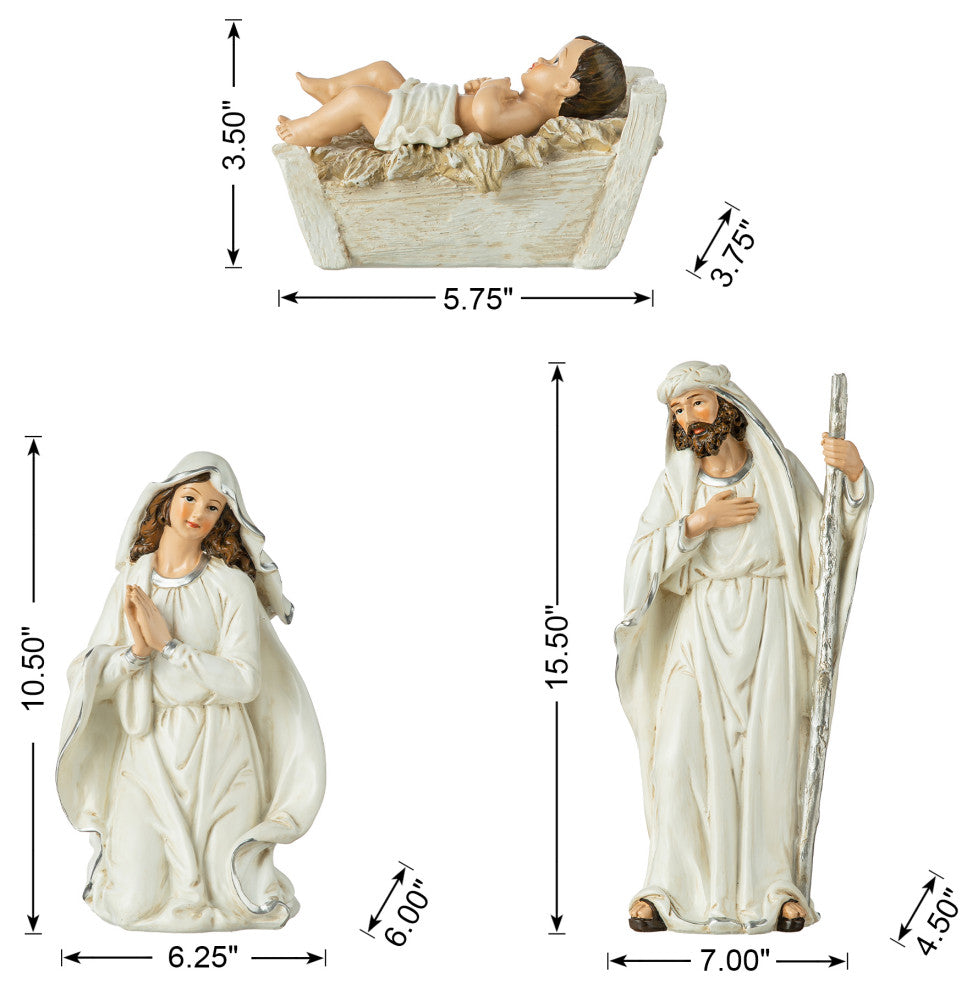 12-Piece Ivory Resin Nativity Figurine Set