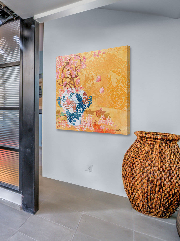 "Chinese Blue Vase II" Painting Print on Canvas by Evelia