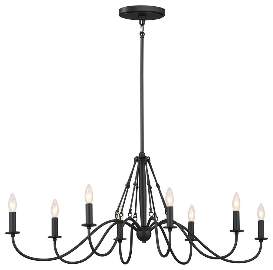 Freesia 44.5" 8 Light Oval Chandelier, Textured Black