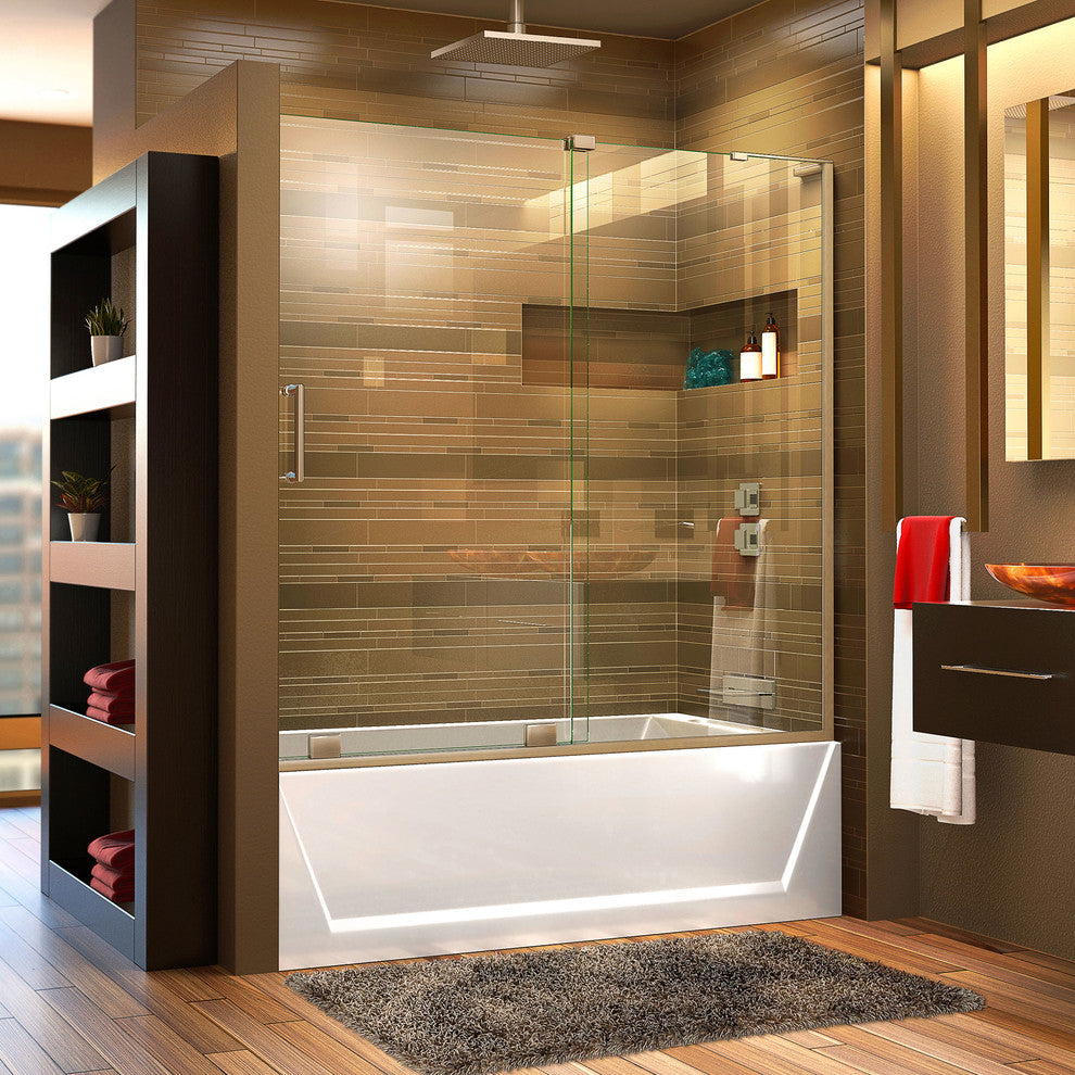 Mirage-x56"-60" Tub Door, Brushed Nickel, Right Wall Bracket