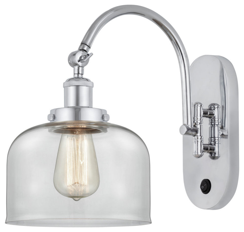 Bell Sconce, Polished Chrome, Clear, Clear