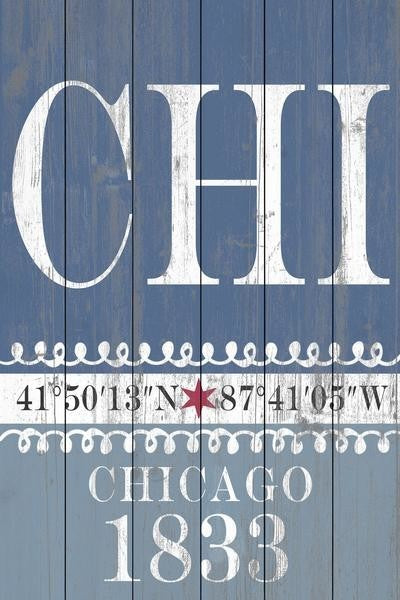 "Chicago 1833" Painting Print on White Wood, 24"x36"
