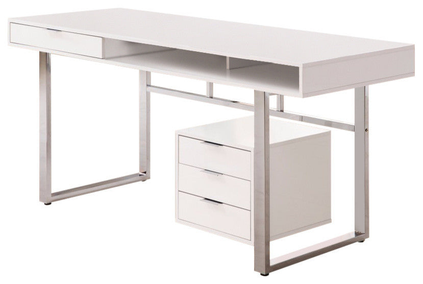 Benzara BM159101 Contemporary Style Wooden Writing Desk, White