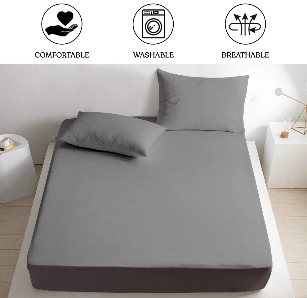 Organic Cotton Fitted Sheet, Dark Gray, Full, 54"x75"