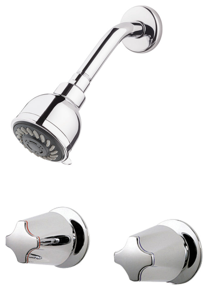 Pfister 2-Handle Tub and Shower Faucet, Metal Verve Knob Handles, Chrome