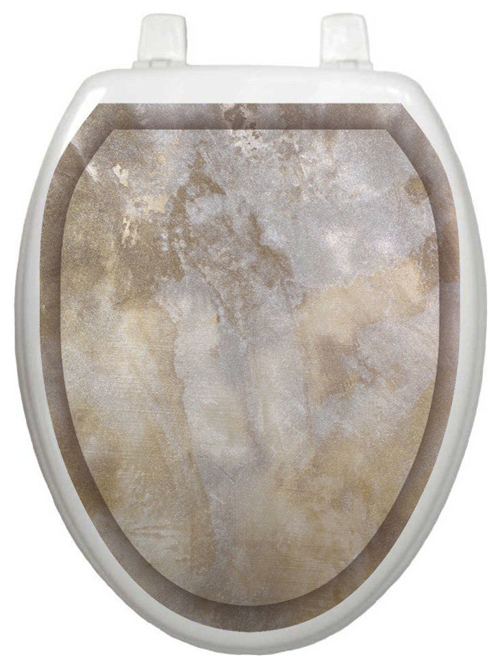Silver Stone, Toilet Tattoos Seat Cover, Vinyl Lid Decal, Bathroom Lid Decor, Elongated
