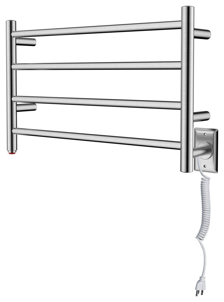 HEATGENE 4 Bar Wall-Mounted Plug-in / Hard-wiring Towel Warmer, Brush Polish