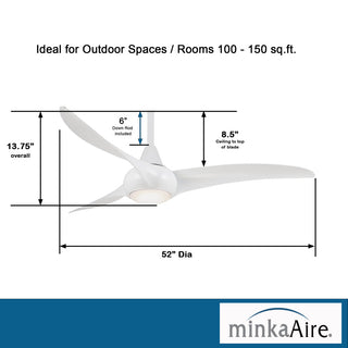 Minka Aire Light Wave 52" LED Ceiling Fan With Remote Control, White