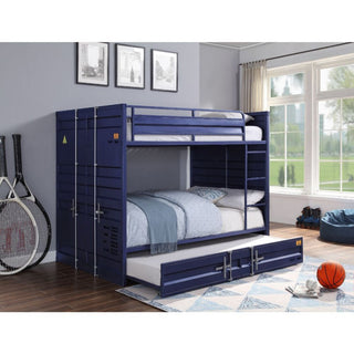 Lena Metal Bunk Bed, Tall, Blue, Full/Full