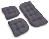 U-Shaped Twill Tufted Settee Cushions, 3-Piece Set, Gray