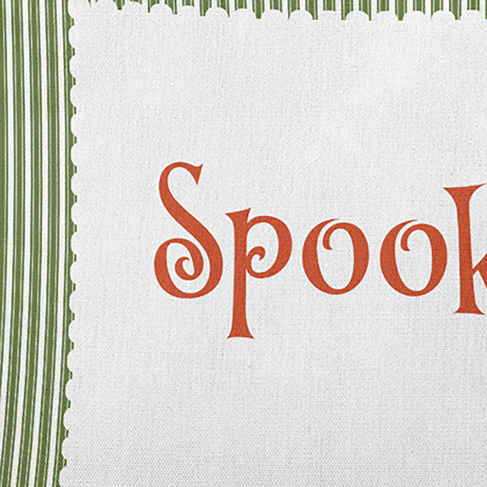 Halloween Spooky Ticking Accent Pillow, Scallion, 14"x20"