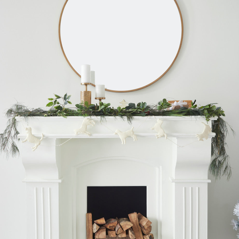 Handmade Dog Christmas Garland in Cream, 6"