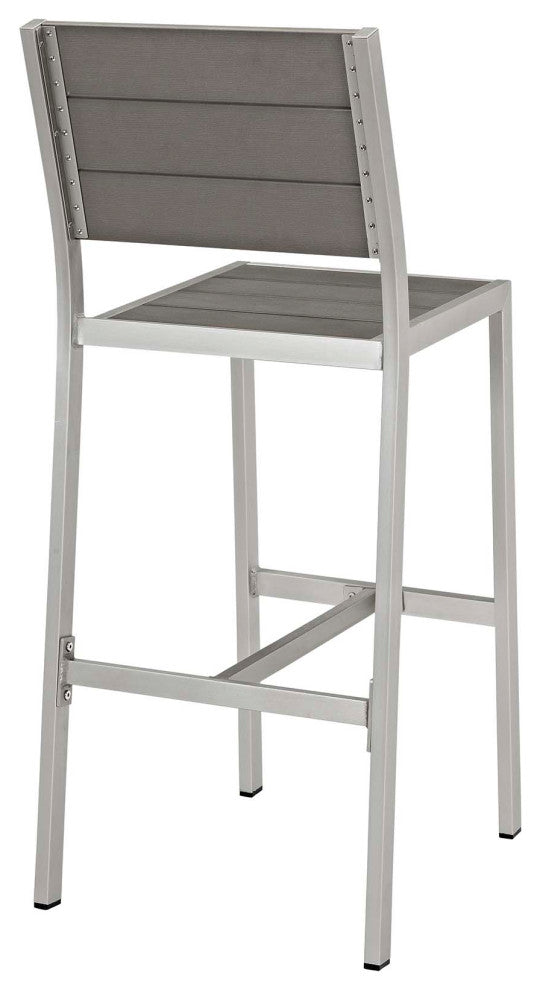 Shore 3 Piece Outdoor Patio Aluminum Outdoor Pub Set, Silver Gray