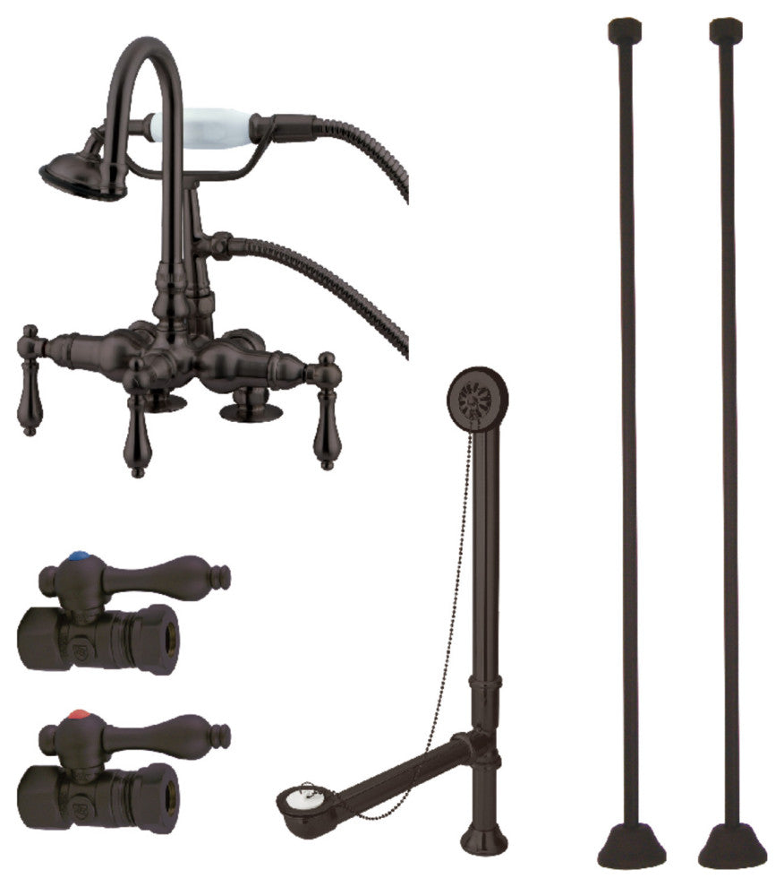 Kingston Brass Deck Mount Clawfoot Tub Faucet Package, Oil Rubbed Bronze