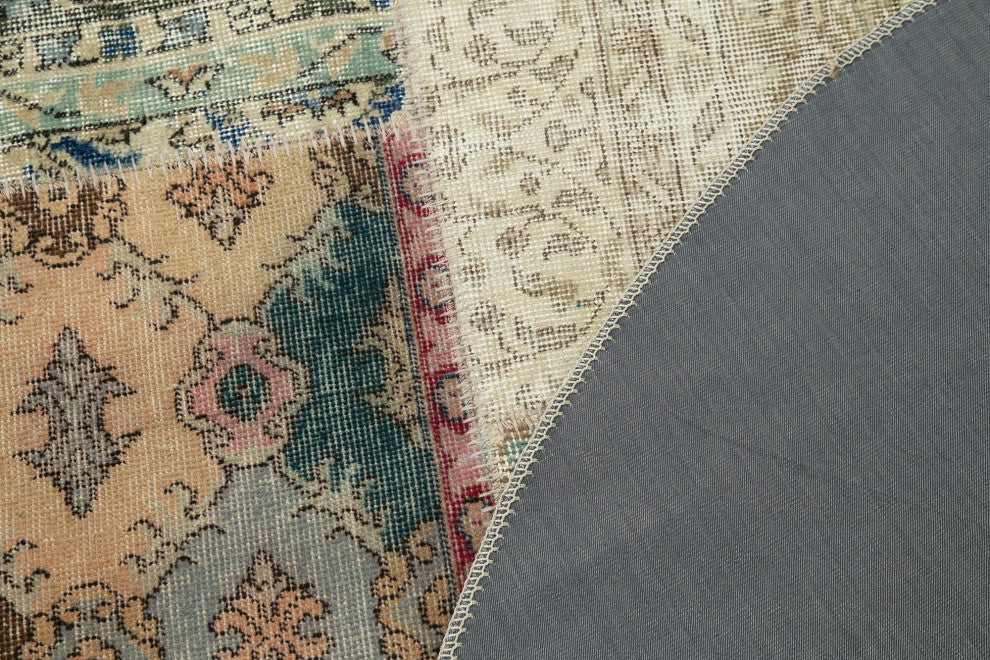 Rug N Carpet - Handwoven Oriental 5' 11" x 5' 11" Vintage Round Patchwork Rug