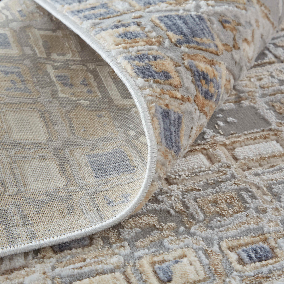 Corben R39G0 Transitional/Mid-Century Modern Rug, Beige/Gray, 4'x6'