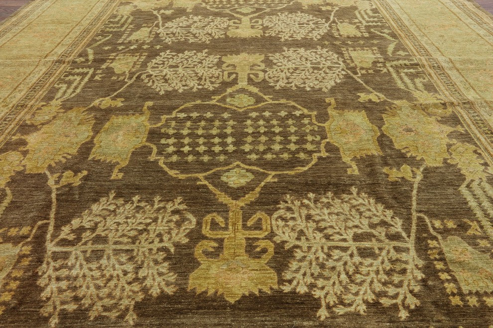 Antiqued Hand Knotted Peshawar 12'x15 Oriental Rug, W2279