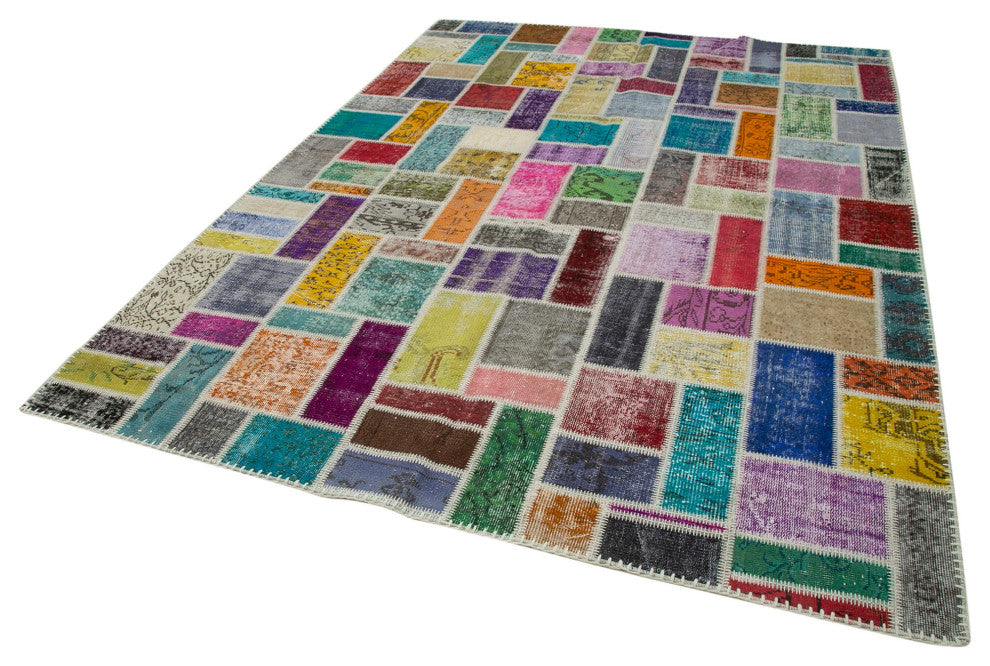 Rug N Carpet - Hand-Knotted Turkish 6' 11" x 9' 9" Unique Patchwork Area Rug