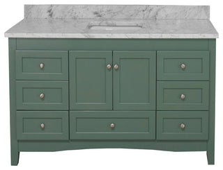 Abbey 60" Bath Vanity, Base: Sage Green, Top: Carrara Marble, Single Vanity