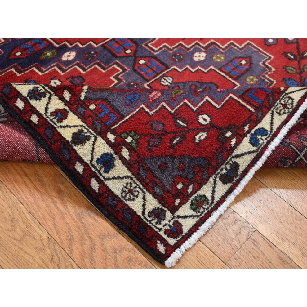 Red New Bohemian Persian Malayer Pure Wool Hand Knotted Rug 3'5" x 5'