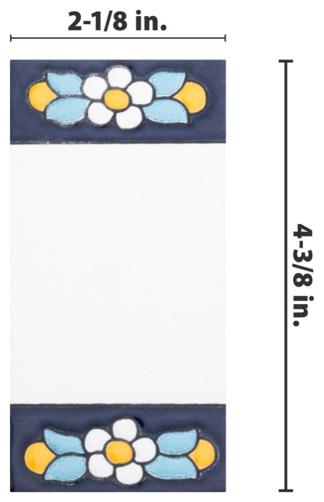 Sevillano Flora Letters 2-1/8 in. x 4-3/8 in. Ceramic Wall Tile, Blank