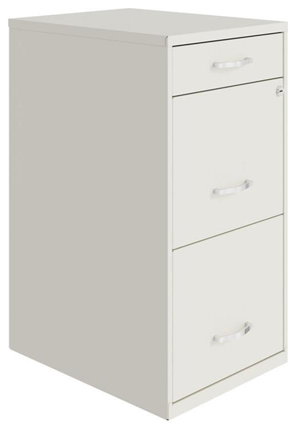 Space Solutions 18in Deep 3 Drawer Metal Organizer File Cabinet Pearl White