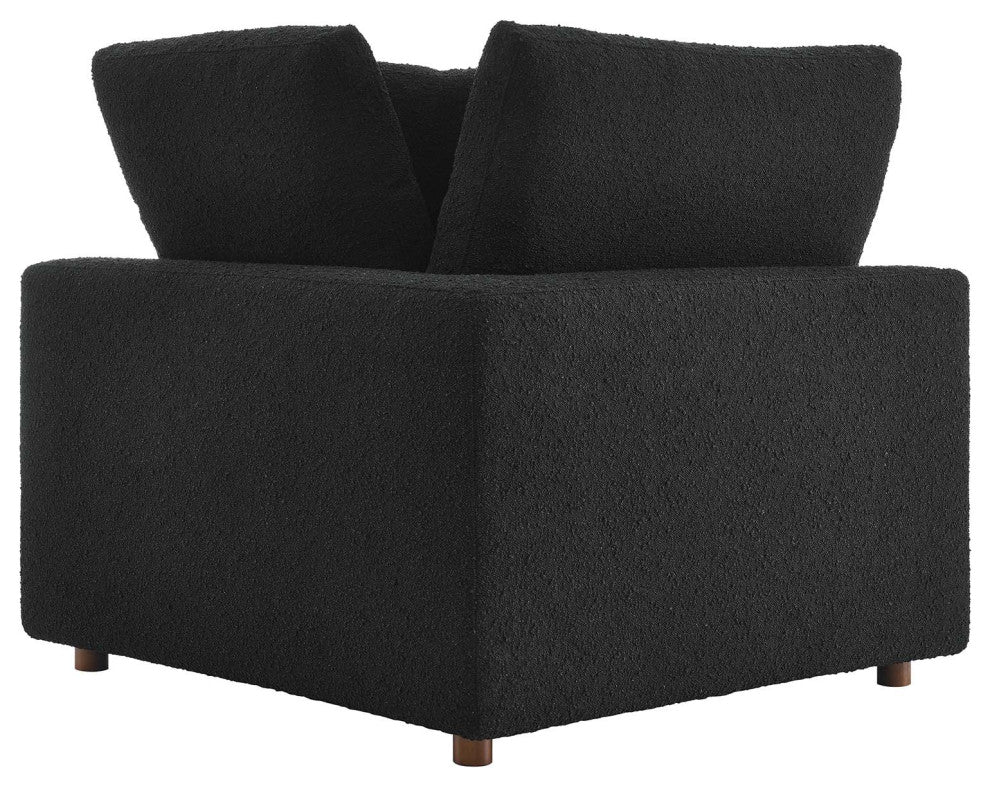 Commix Down Filled Overstuffed Boucle Fabric Corner Chair, Black