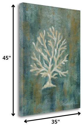 35" Blue Sea Coral Giclee Wrap Canvas Wall Art