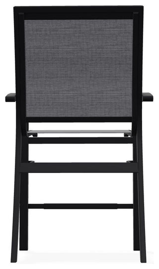 Kendall Sling Balcony Height Stackable Outdoor Stool, Augustine Pewter/Black