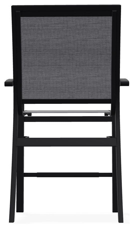 Kendall Sling Balcony Height Stackable Outdoor Stool, Augustine Pewter/Black