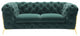 74" Emerald Green And Gold Velvet Loveseat