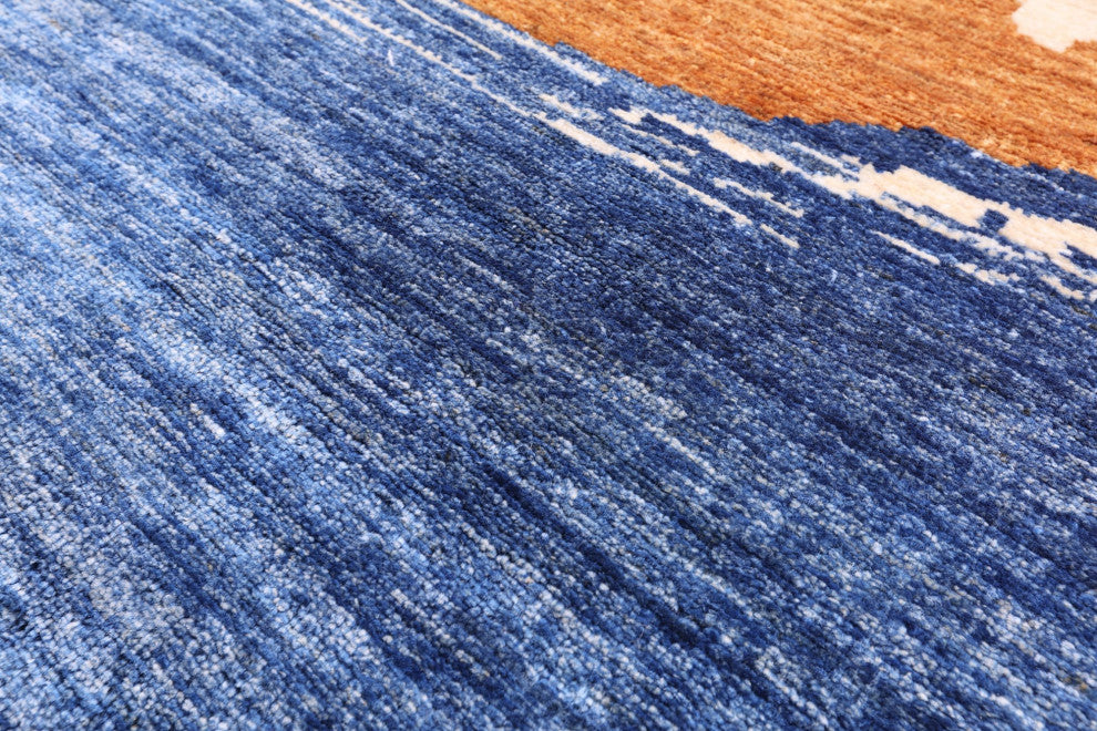 8' 1" X 10' 2" Modern Abstract Handmade Wool Rug Q11309