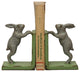 2-Tone Cast Iron Rabbit Bookends, Set of 2, Grey and Green