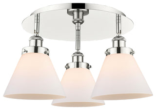 Cone-3 Light 20" Flush Mount-Polished Nickel, Matte White Glass Shade
